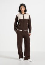 Mathieu - Color Block Signature Knit Jacket - Brown / Cream