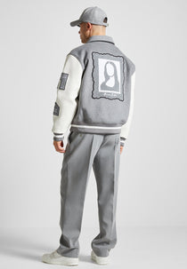 Mona Lisa-  Wool Blend Varsity Jacket - Grey