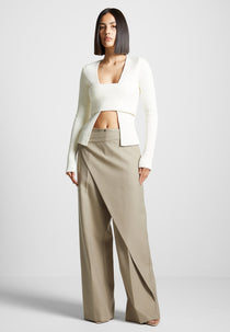Colette - Wrap Tailored Pants - Beige