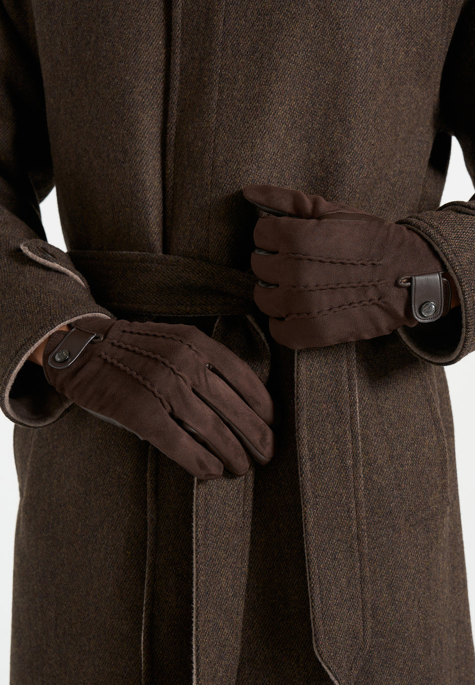Mario - Suede & Leather Gloves - Brown