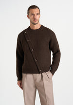 Theo - Asymmetric Brushed Wool-Blend Knit Jumper - Brown