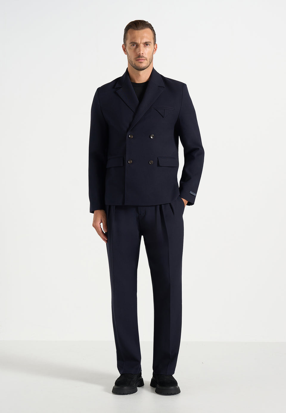 Didier - Double Breasted Wool-Blend Tailored Suit Jacket - Dark Navy