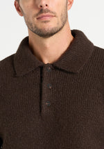 Finn - Brushed Wool-Blend Polo Knit Jumper - Brown