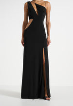 Janelle - One Shoulder Cut Out Chain Maxi Dress - Black