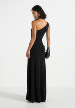 Janelle - One Shoulder Cut Out Chain Maxi Dress - Black