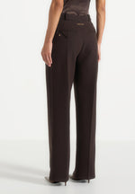 Julie - Tailored Twin Pleat Pants - Brown