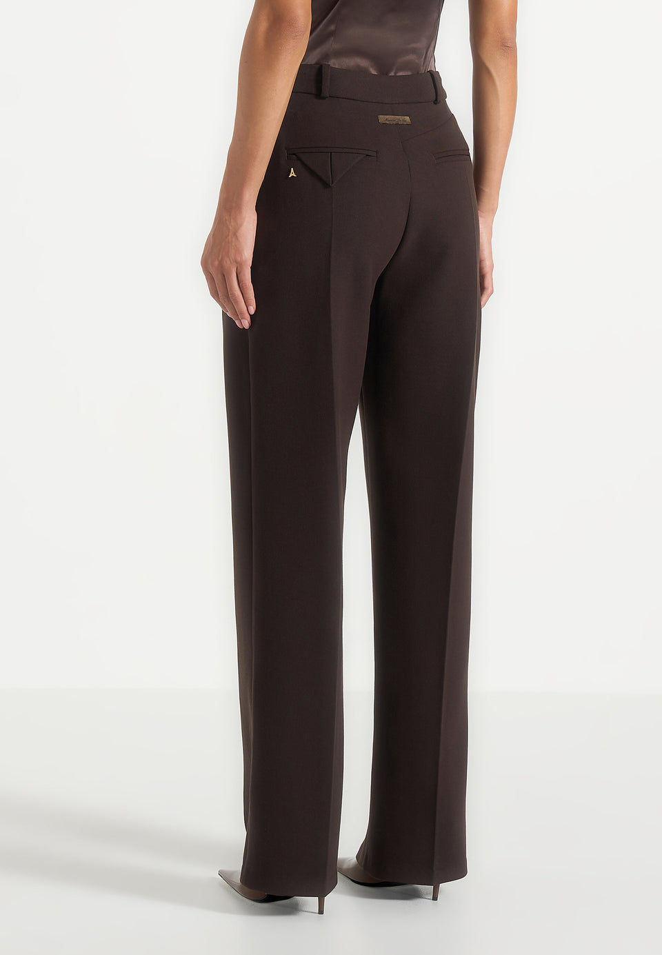 Julie - Tailored Twin Pleat Pants - Brown