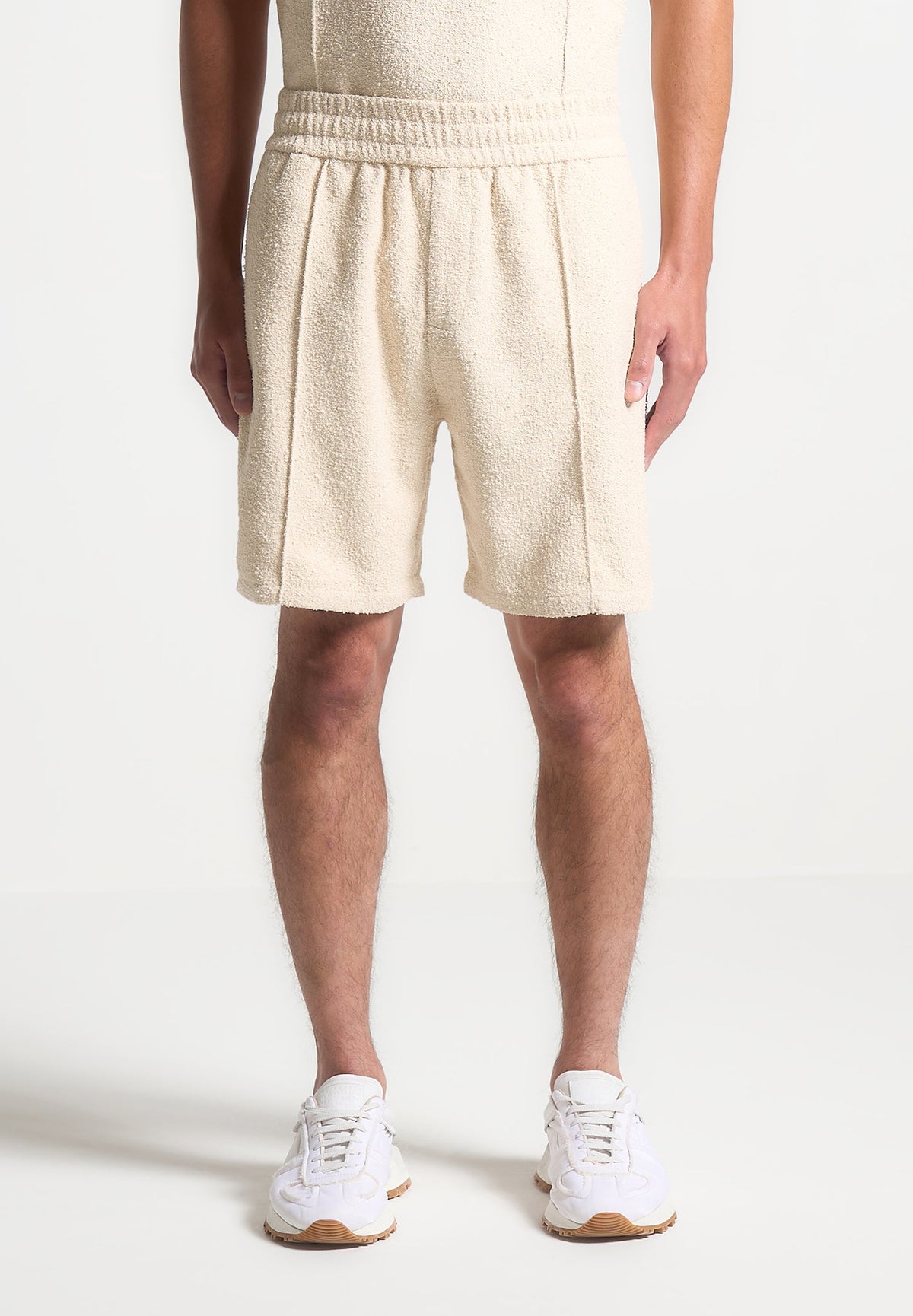 Boucle Pintuck Shorts - Beige