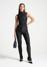 cap-sleeve-ruched-jumpsuit-black