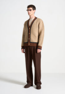 Elon - Wool Knit Contrast Cardigan - Taupe