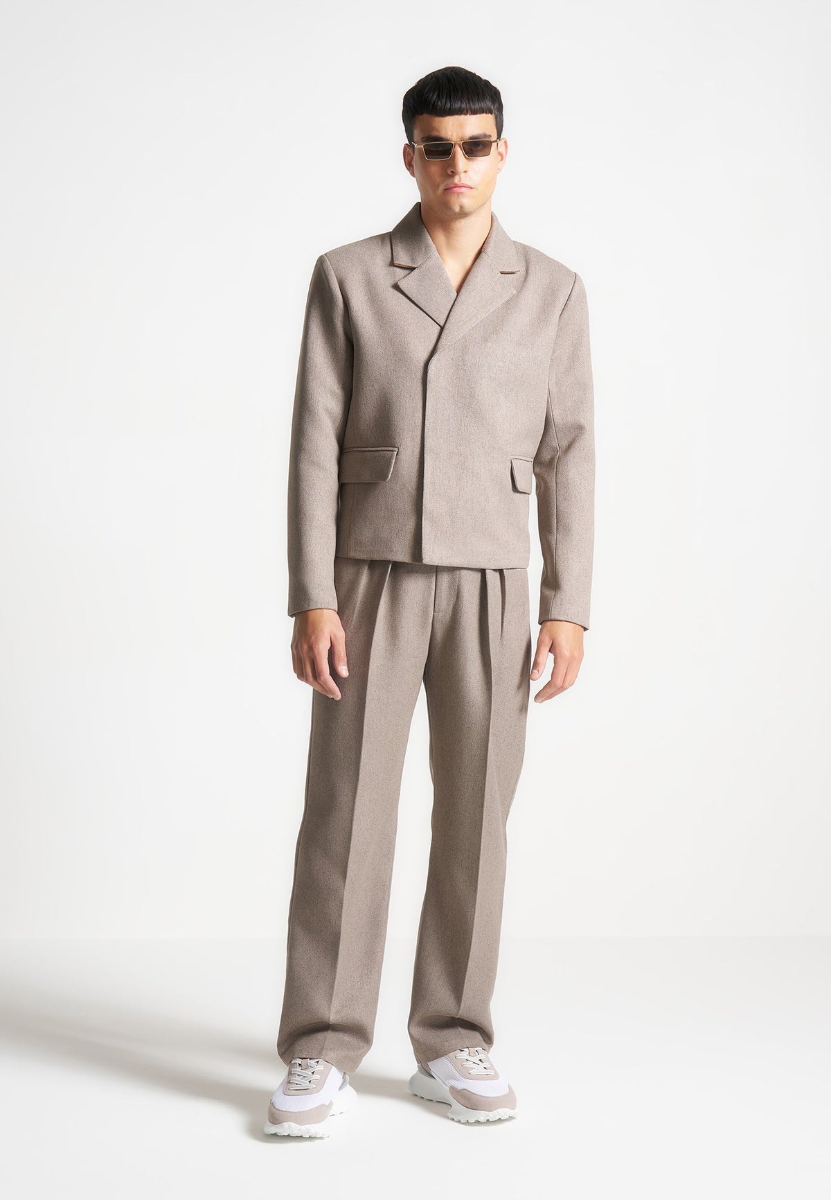 Hector - Double Breasted Tailored Cropped Blazer - Taupe