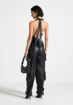 leather-halterneck-cargo-jumpsuit-black