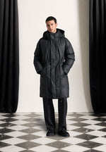 Matte Longline Puffer Coat - Black