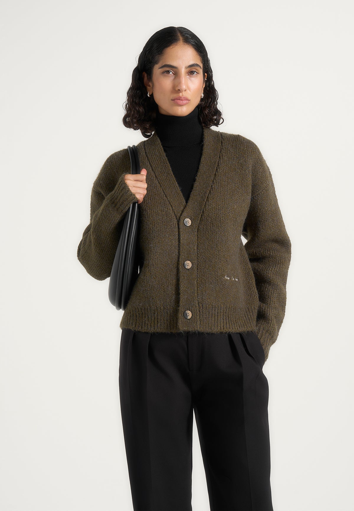 Charlie - Brushed Wool-Blend Knit Signature Cardigan - Olive