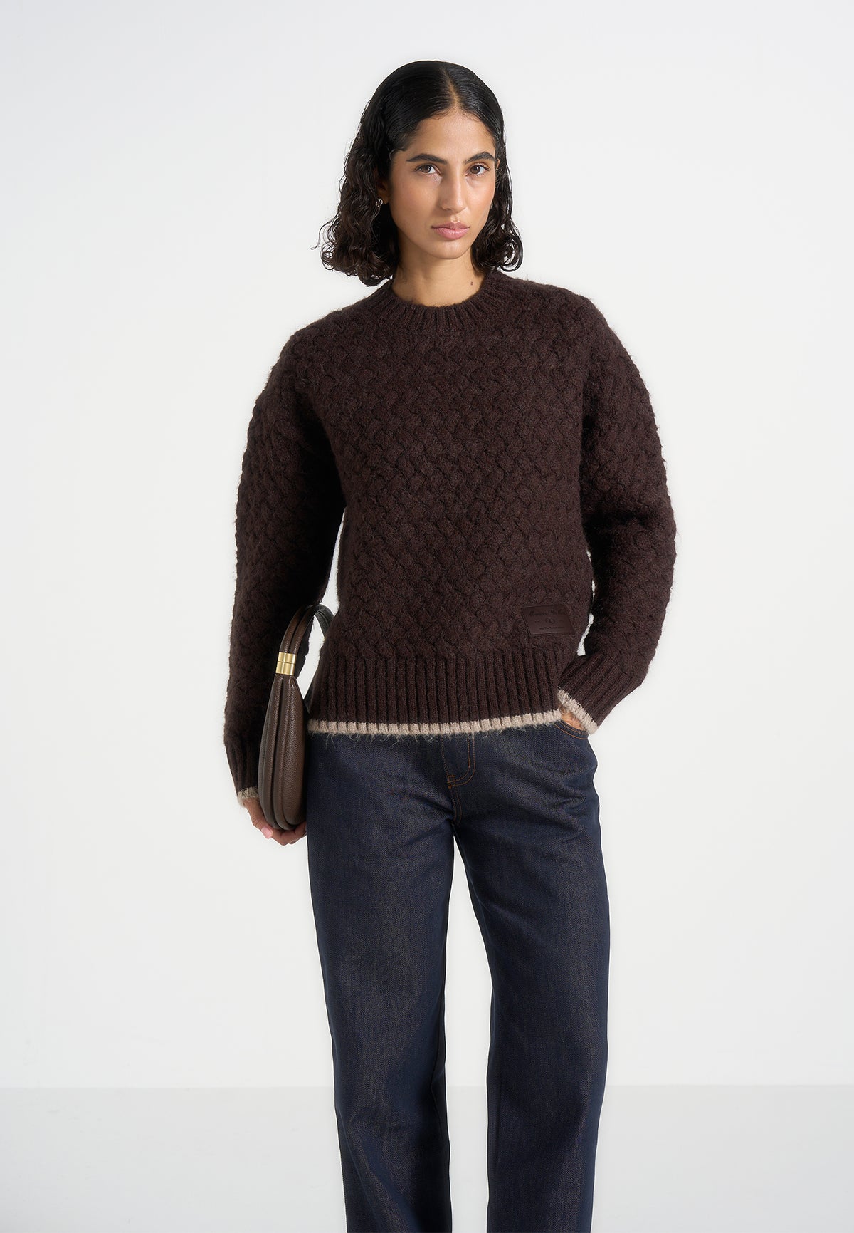 Soren - Waffle Knit Sweater - Brown