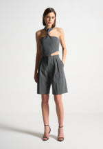 pinstripe-tie-knot-halter-top-grey