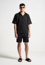 pleated-shorts-black