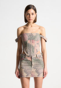 Bonnie - Renaissance Camo Bardot Corset Top - Multi