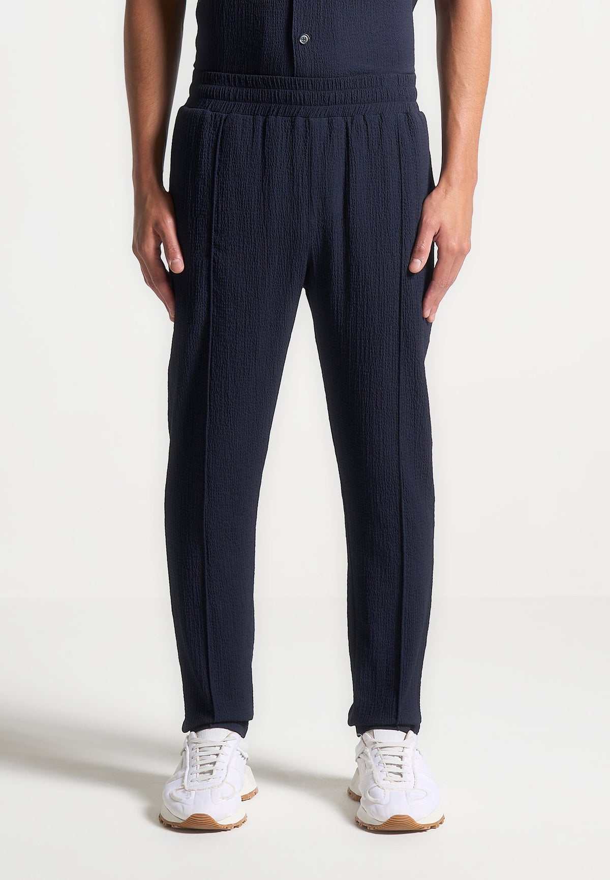 Seersucker Tapered Pants - Navy