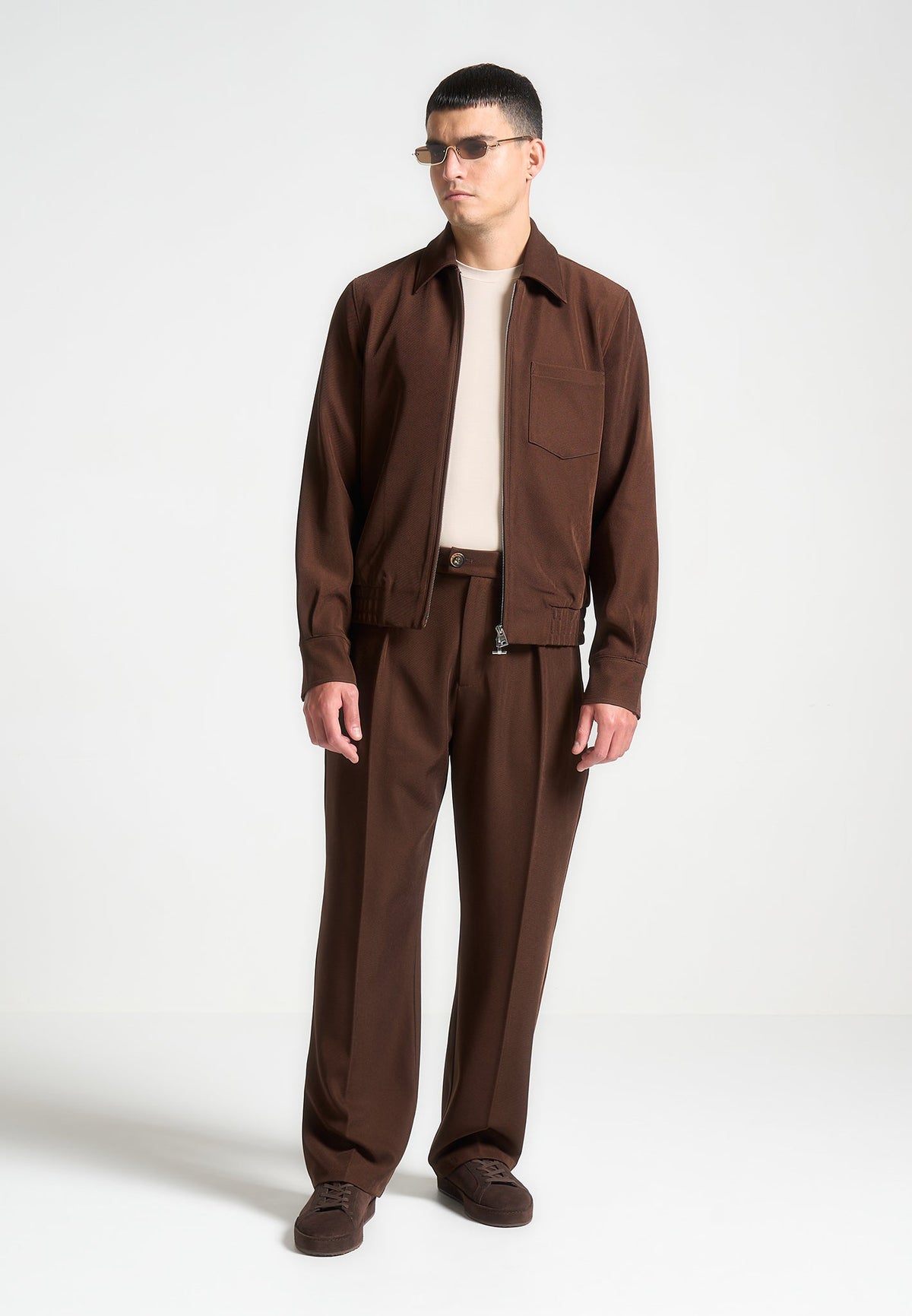 Twill Tailored Jacket - Brown