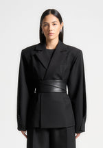 twist-sleeve-tailored-blazer-with-belt-black