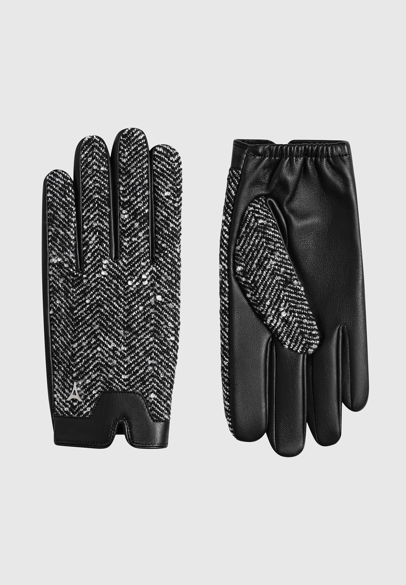 leather-and-herringbone-gloves-black