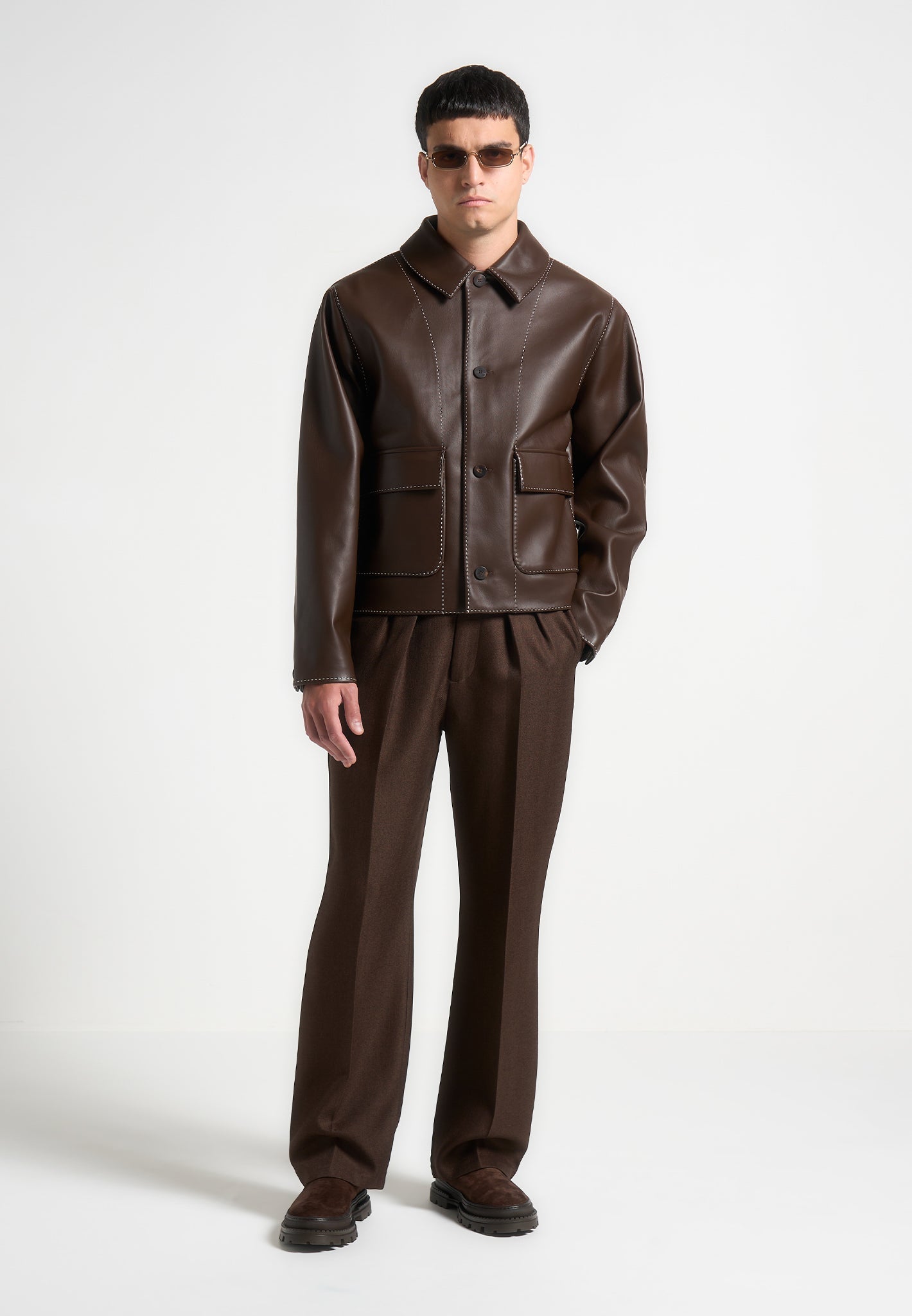 vegan-leather-contrast-stitch-jacket-brown 