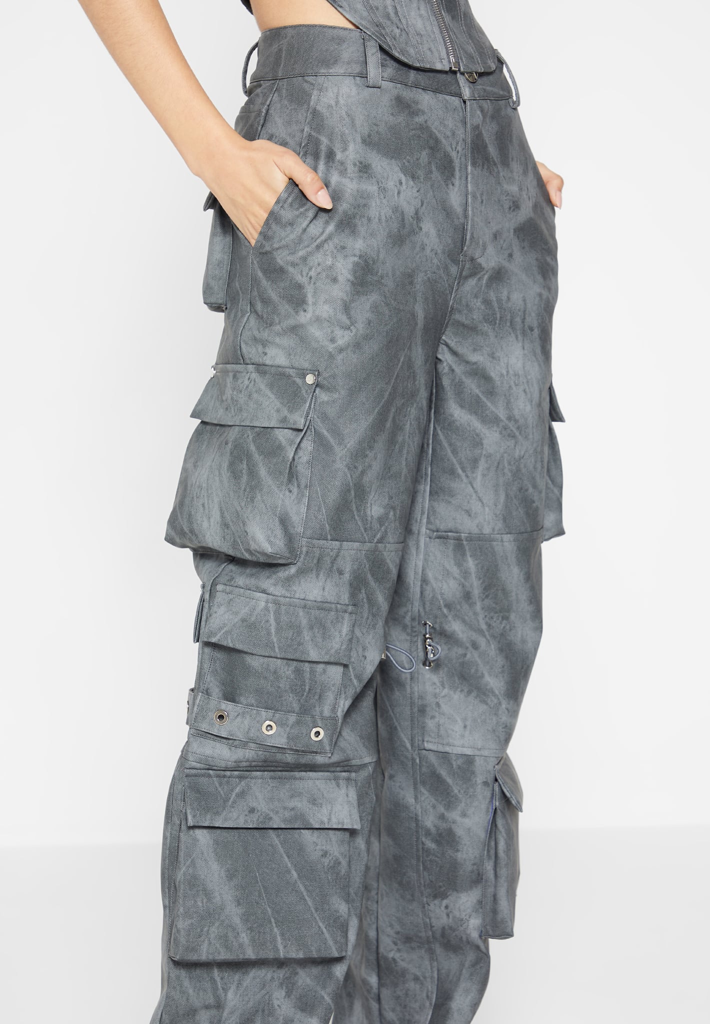 high-waisted-vintage-marble-leather-cargo-pants-washed-grey